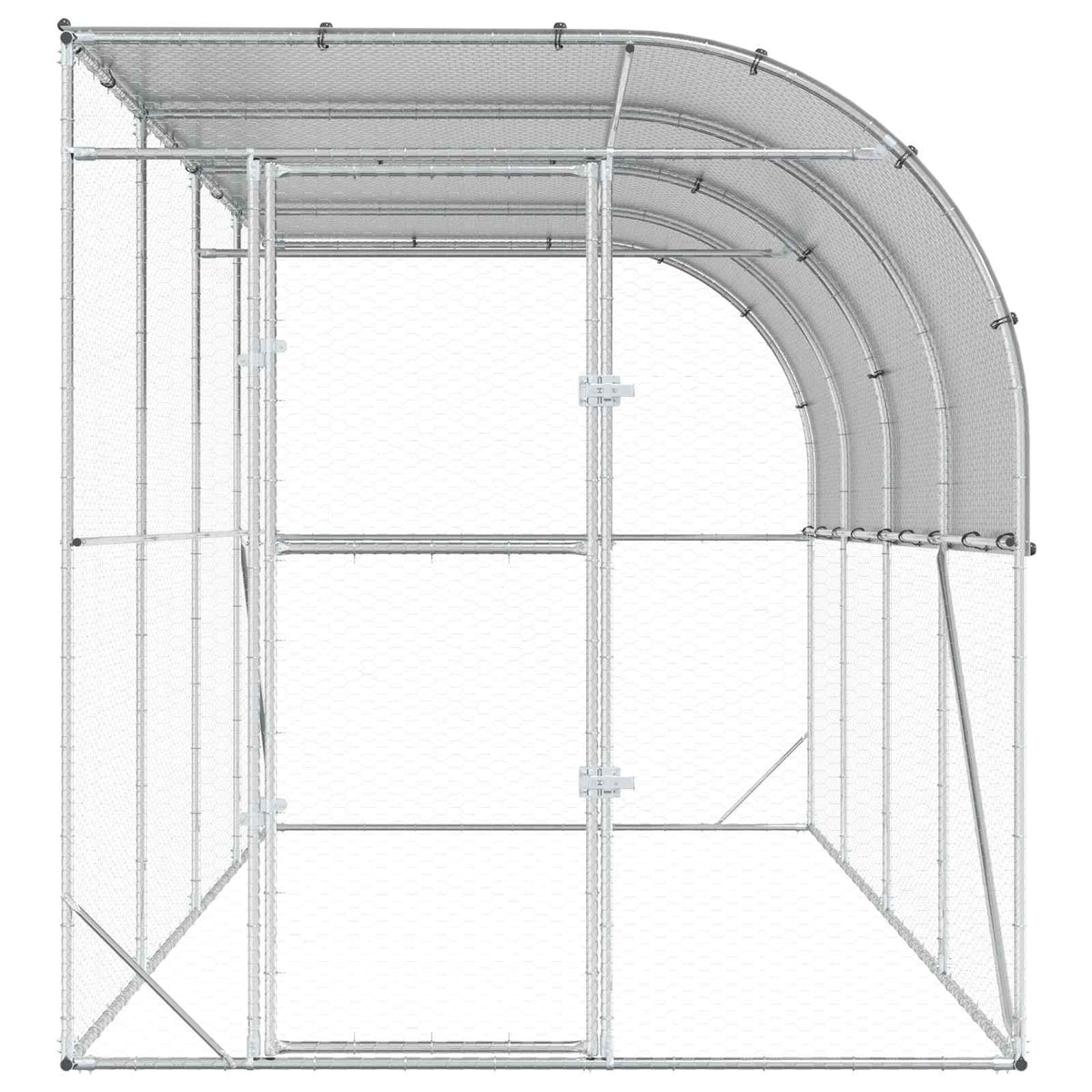 Against Wall Chicken Coop Silver 600 x 150 x 215 cm