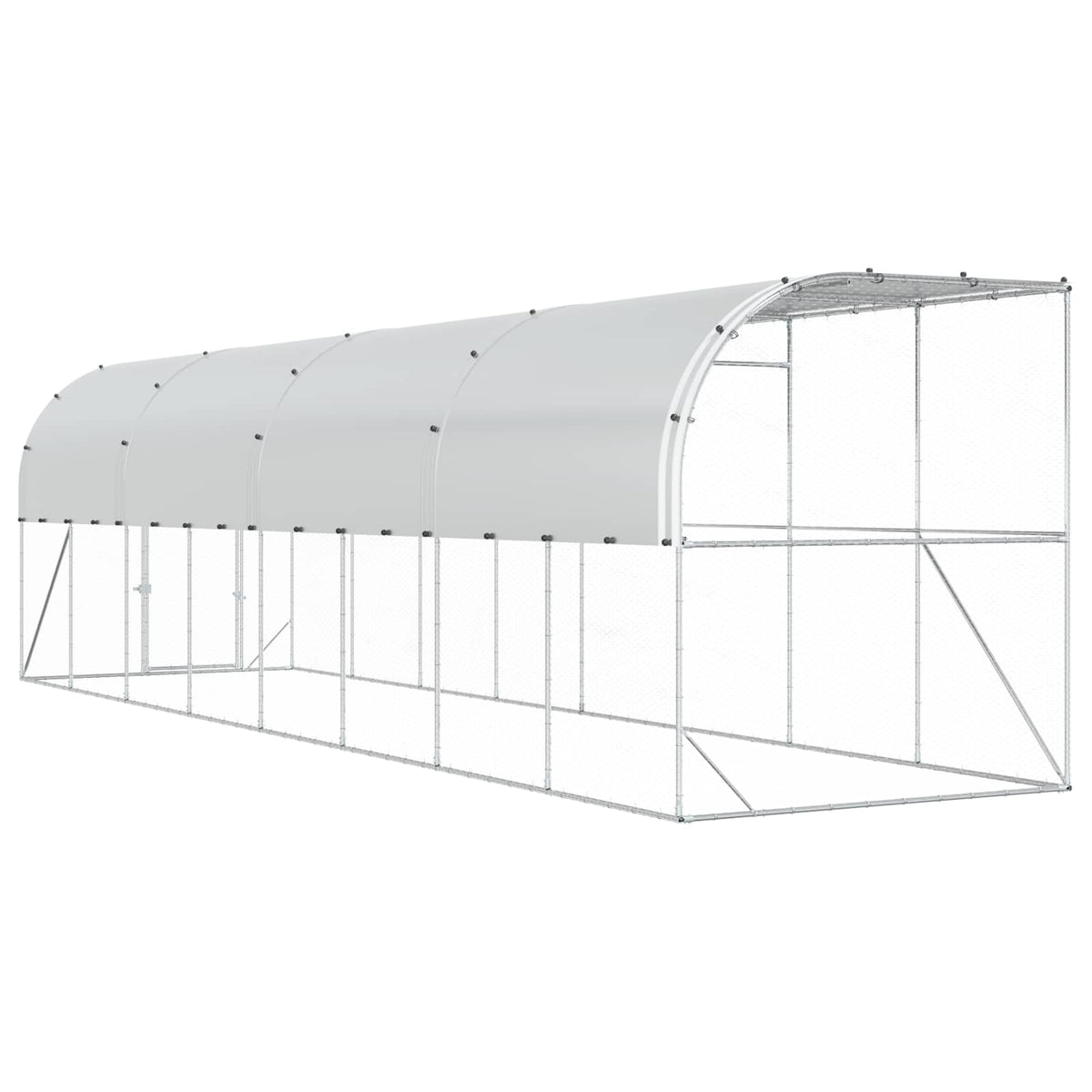 Against Wall Chicken Coop Silver 600 x 150 x 215 cm