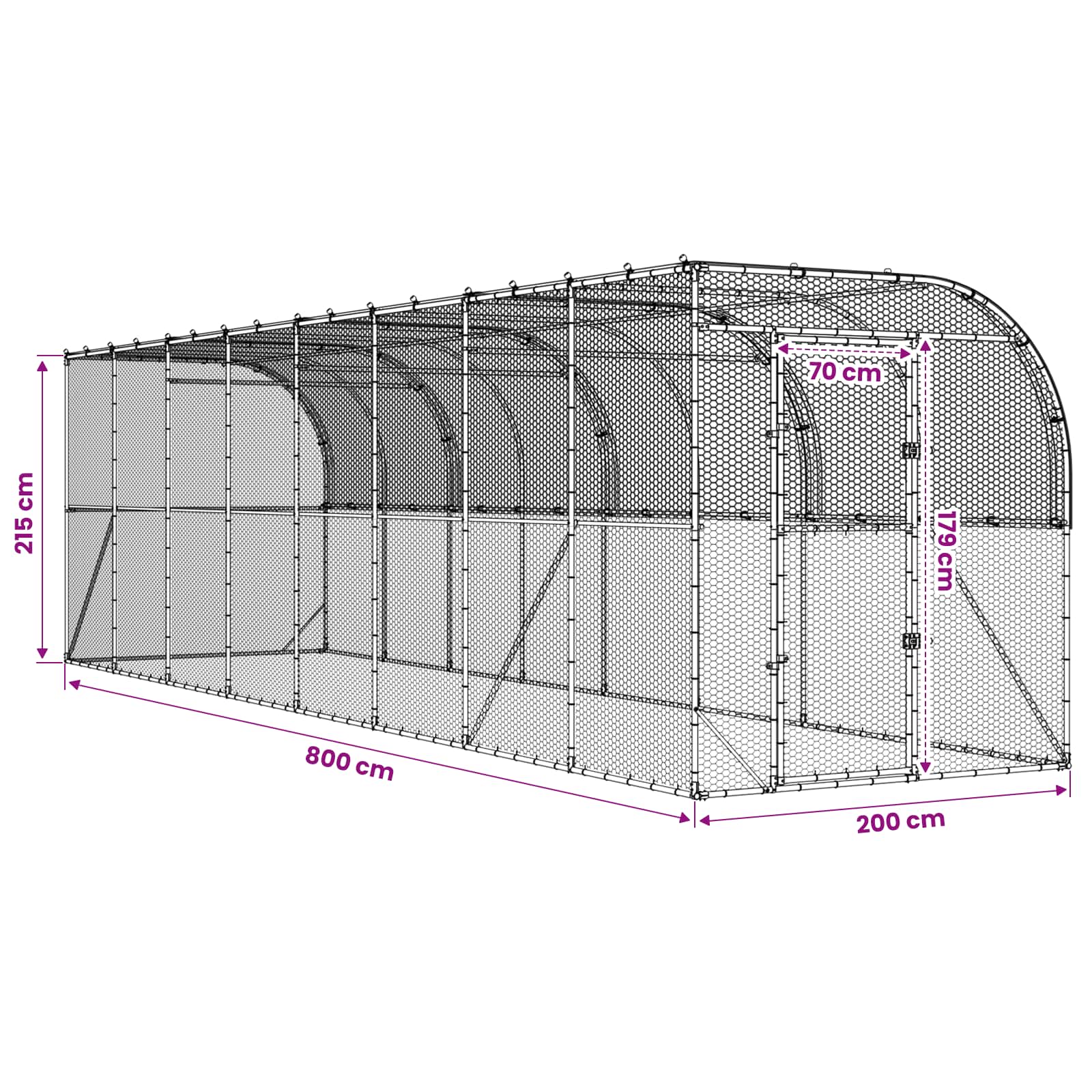 Against Wall Chicken Coop Silver 600 x 150 x 215 cm
