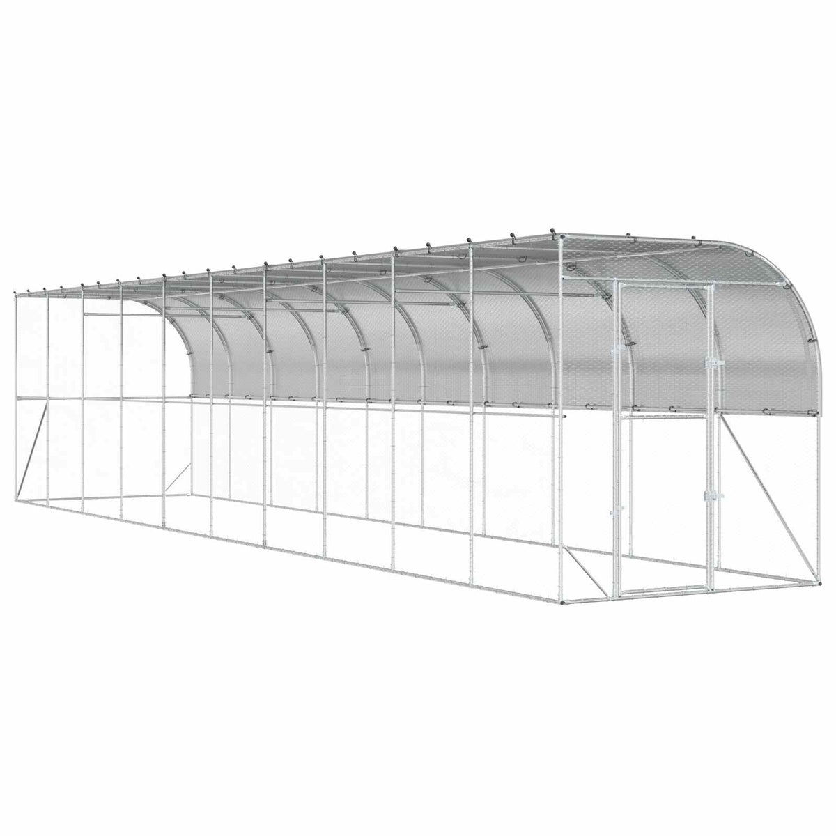 Against Wall Chicken Coop Silver 600 x 150 x 215 cm