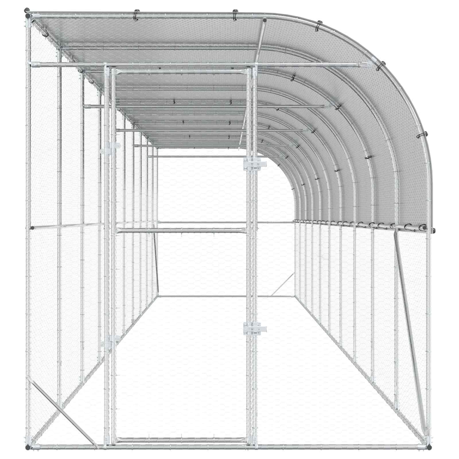 Against Wall Chicken Coop Silver 600 x 150 x 215 cm