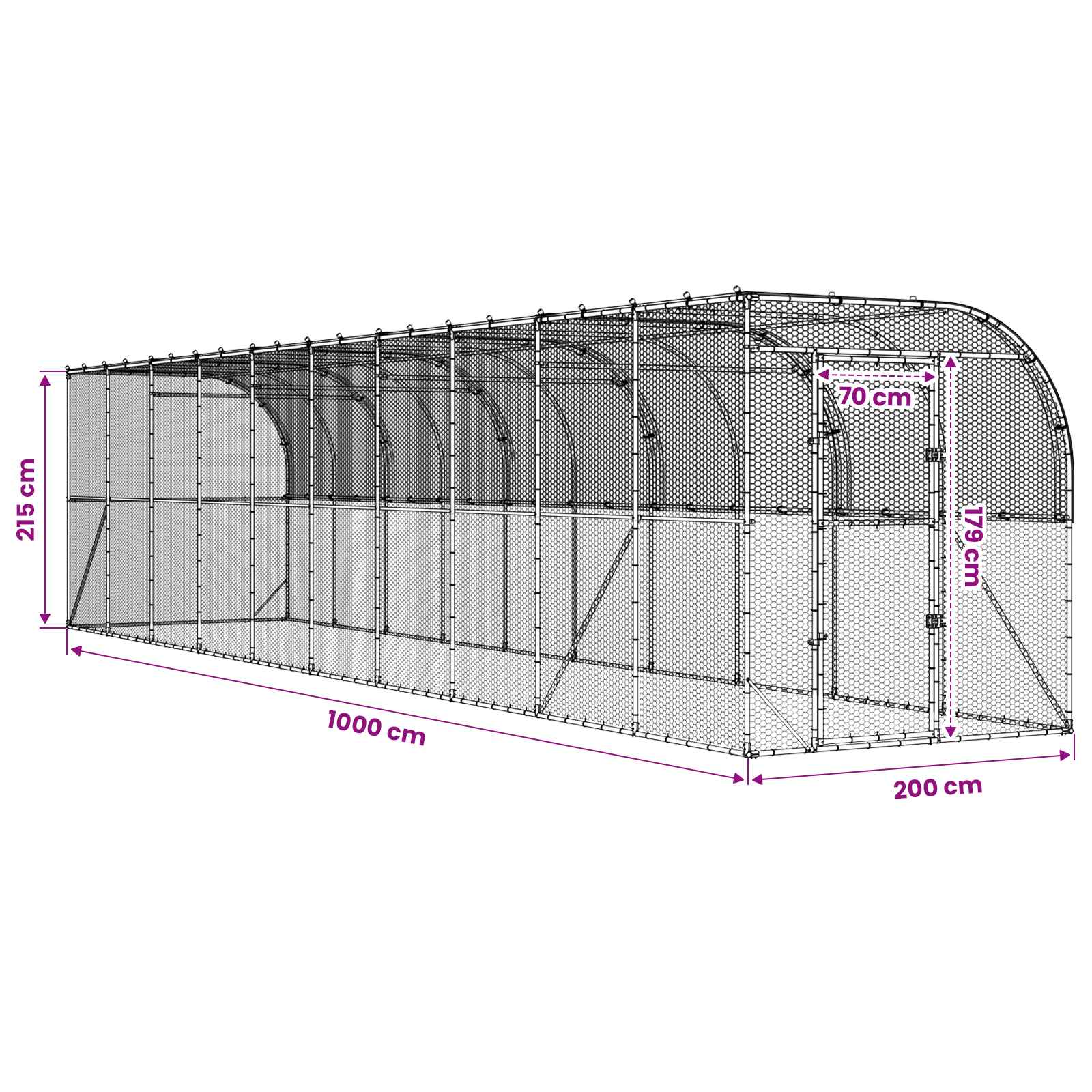 Against Wall Chicken Coop Silver 600 x 150 x 215 cm