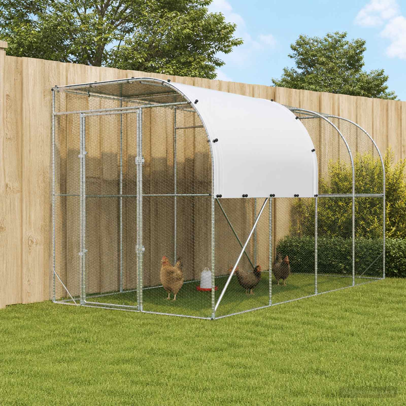 Against Wall Chicken Coop Silver 400 x 200 x 215 cm