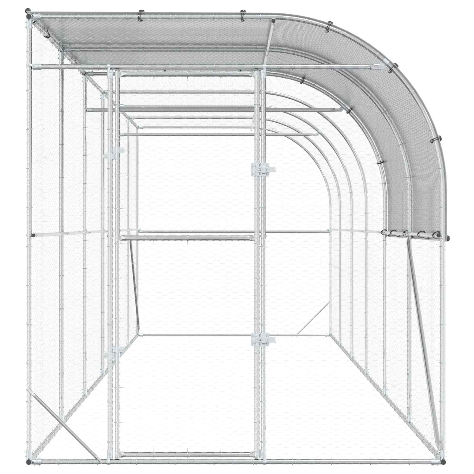 Against Wall Chicken Coop Silver 600 x 200 x 215 cm