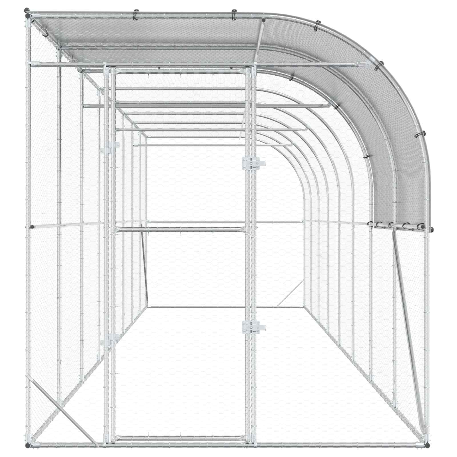 Against Wall Chicken Coop Silver 800 x 200 x 215 cm