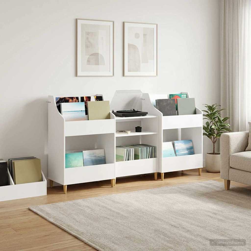 Media Shelves Set 3 pcs White Engineered Wood