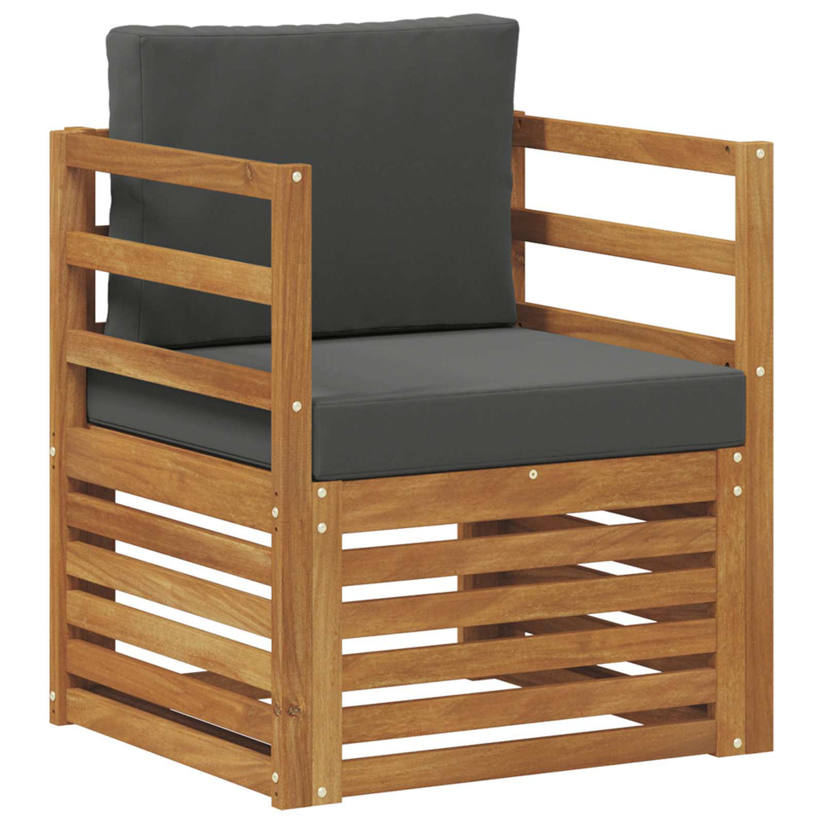 Outdoor Sofa Solid Acacia Wood and Polyester Natural