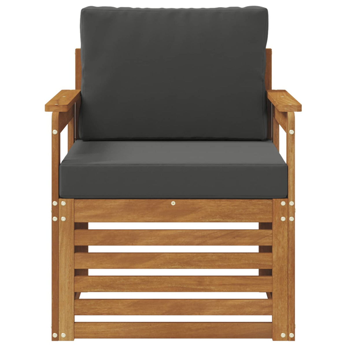 Outdoor Sofa Solid Acacia Wood and Polyester Natural