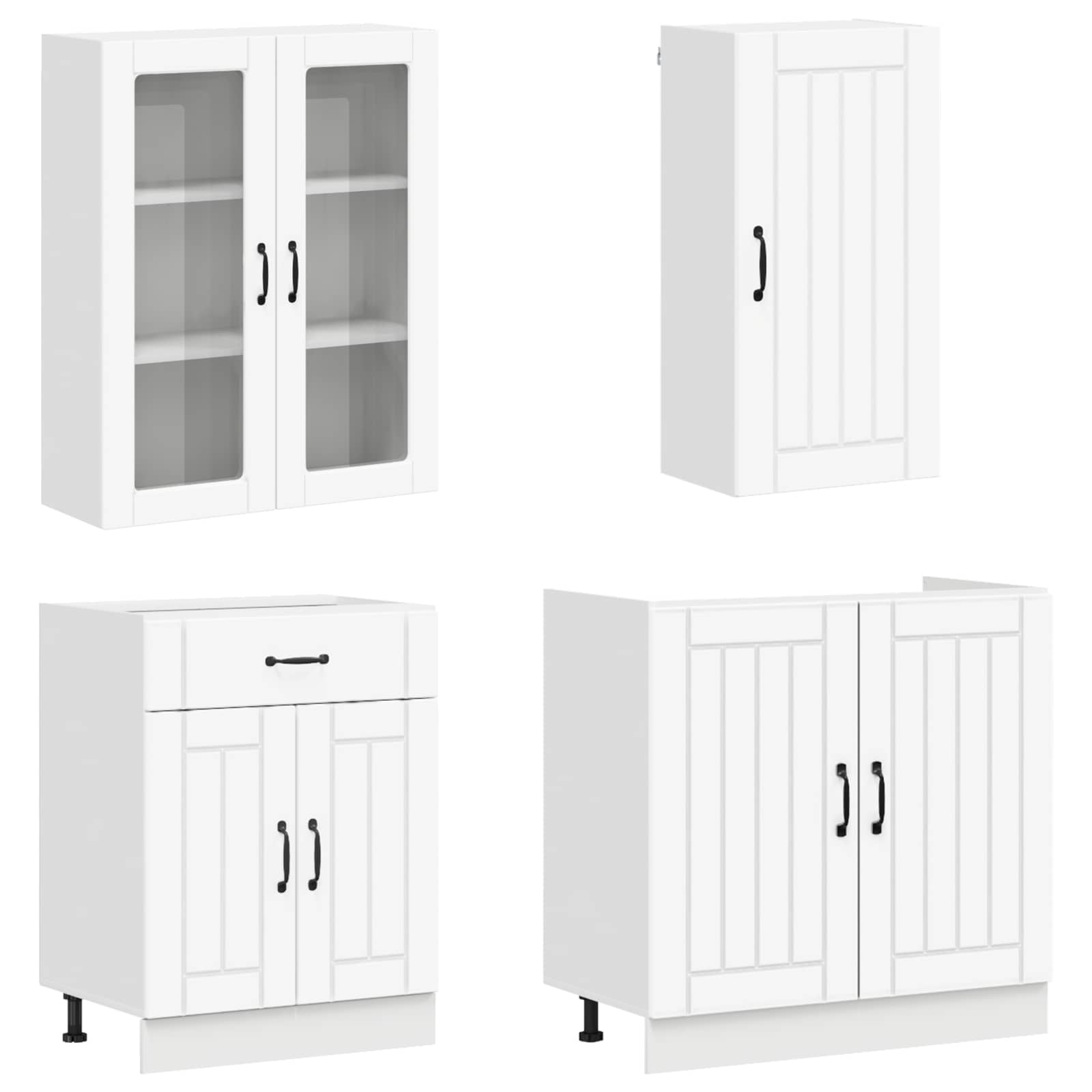 Cabinet Set with Drawer with Shelf 8 pcs White Engineered Wood