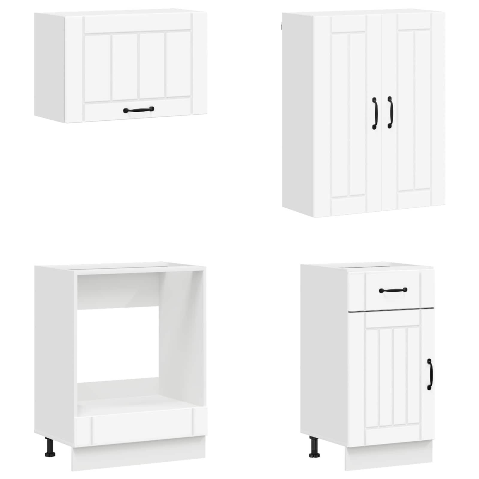 Cabinet Set with Drawer with Shelf 8 pcs White Engineered Wood