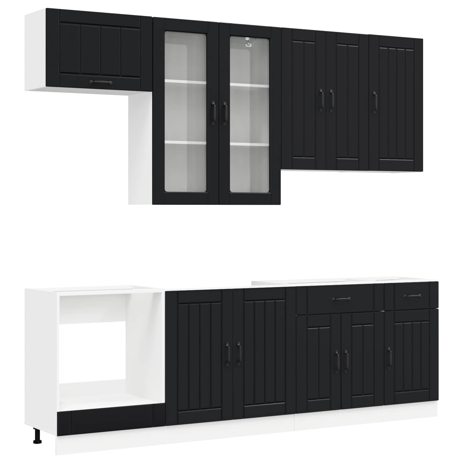 Kitchen Unit LUCCA 8 pcs Black Engineered Wood