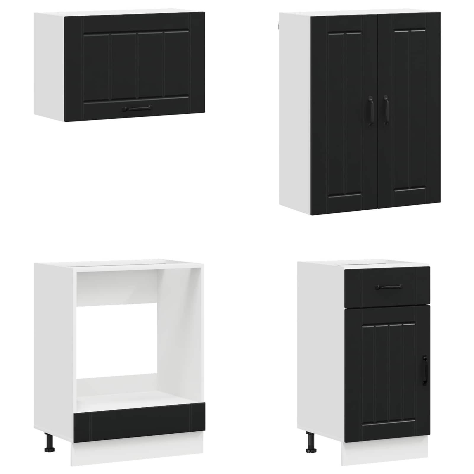 Kitchen Unit LUCCA 8 pcs Black Engineered Wood