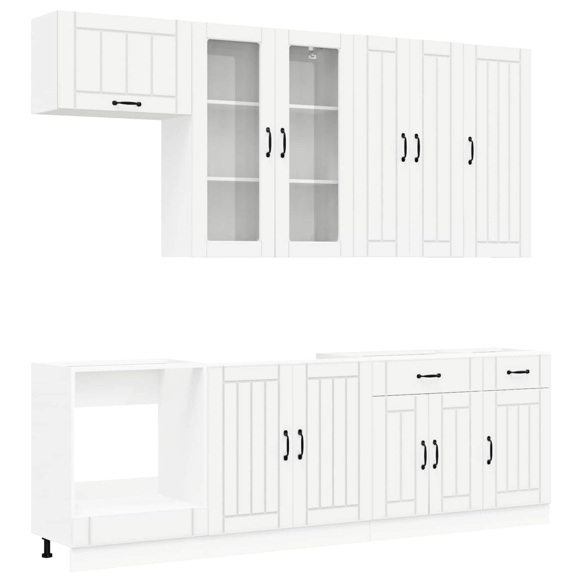 Cabinet Set with Drawer with Shelf 8 pcs White Engineered Wood