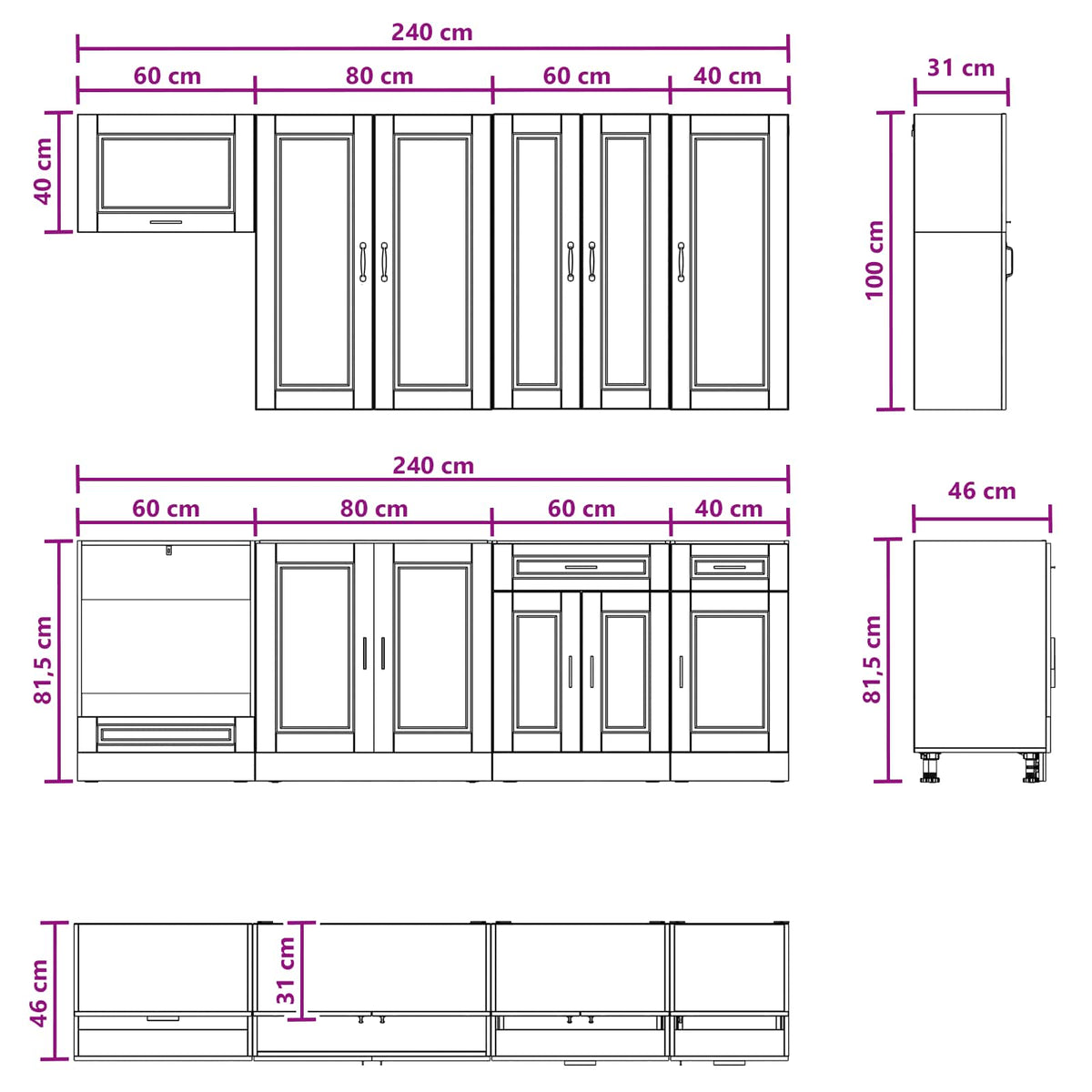 Cabinet Set with Drawer with Shelf 8 pcs White Engineered Wood