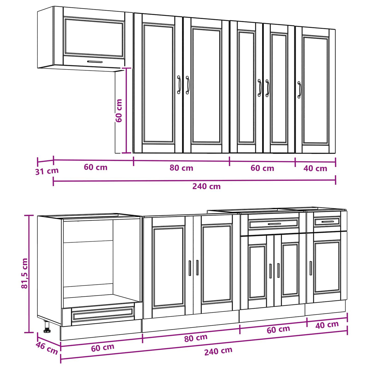 Cabinet Set with Drawer with Shelf 8 pcs White Engineered Wood