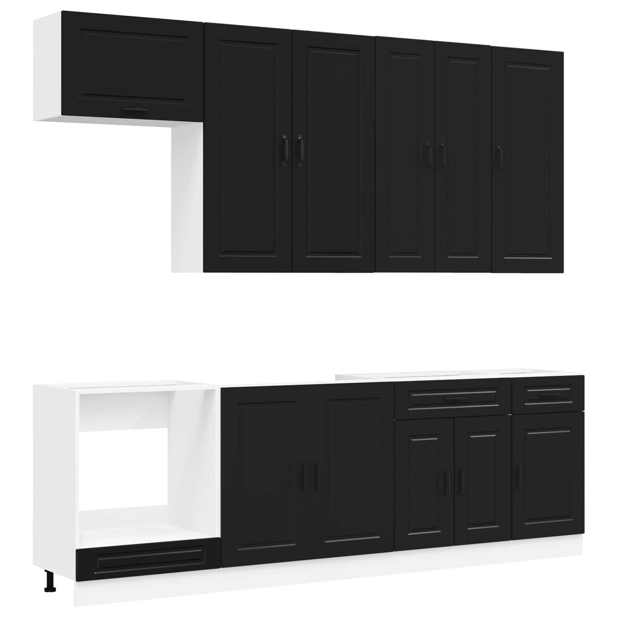 Kitchen Unit PORTO 8 pcs Black Engineered Wood