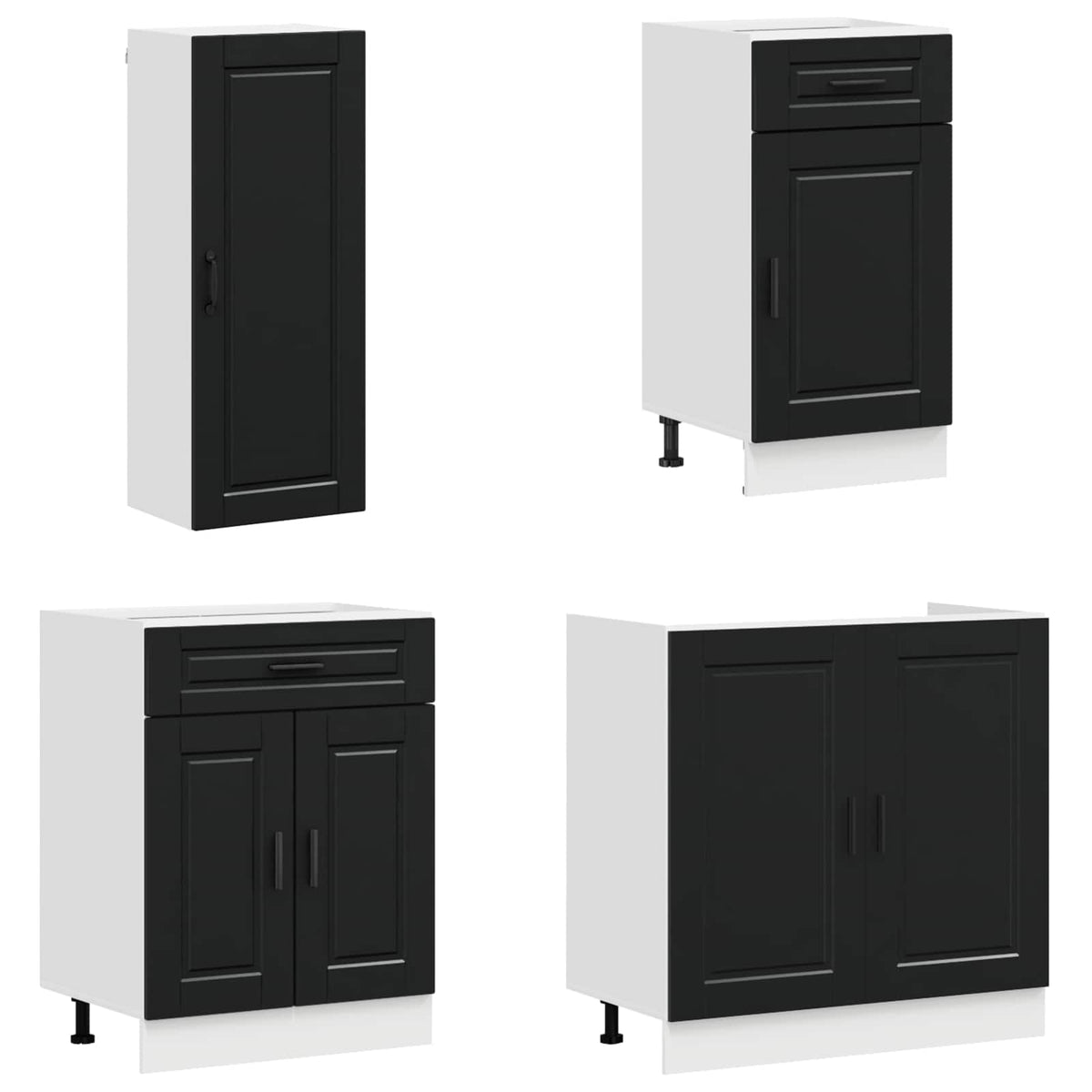 Kitchen Unit PORTO 8 pcs Black Engineered Wood