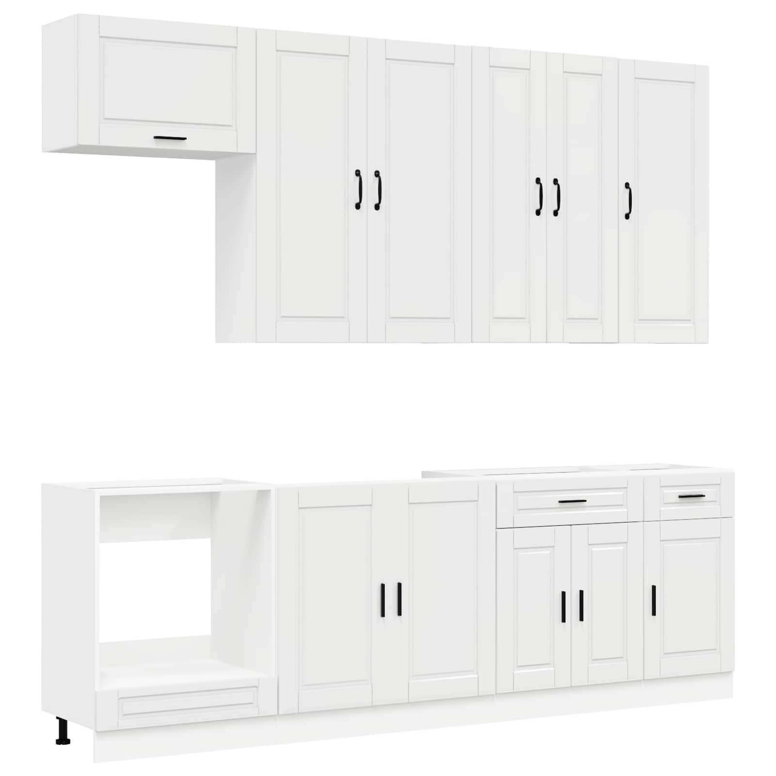 Kitchen Unit PORTO 8 pcs High Gloss White Engineered Wood