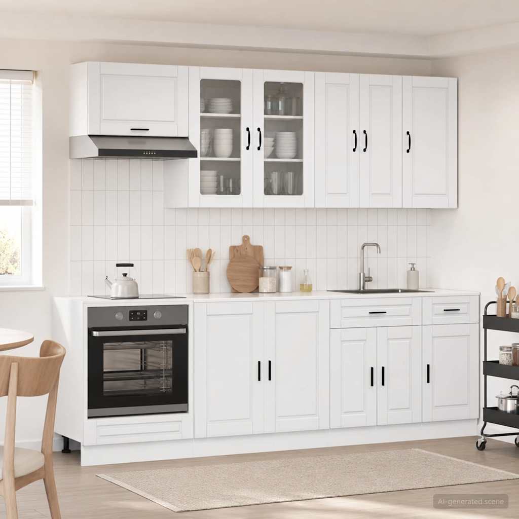 Kitchen Unit PORTO 8 pcs High Gloss White Engineered Wood