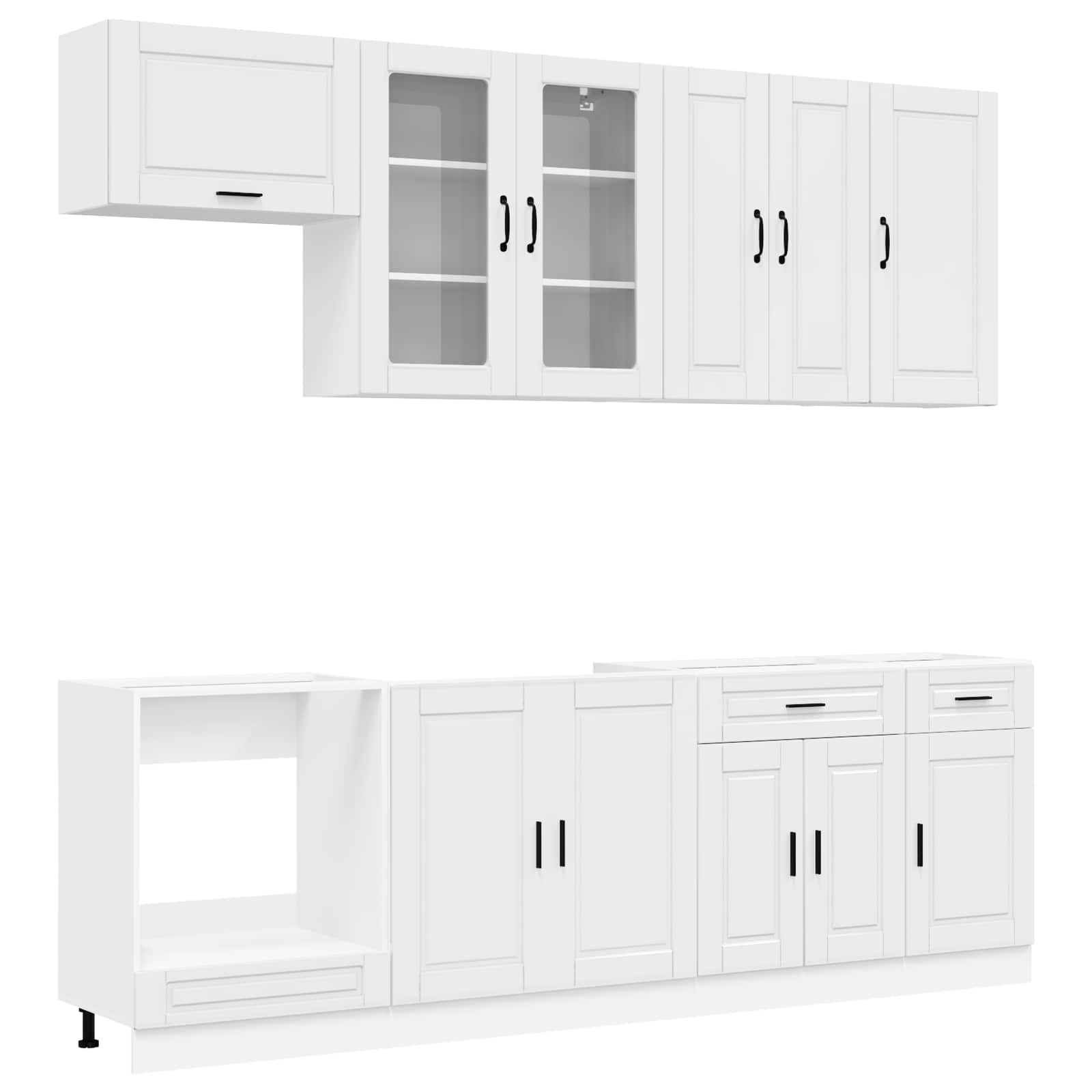 Kitchen Unit PORTO 8 pcs High Gloss White Engineered Wood