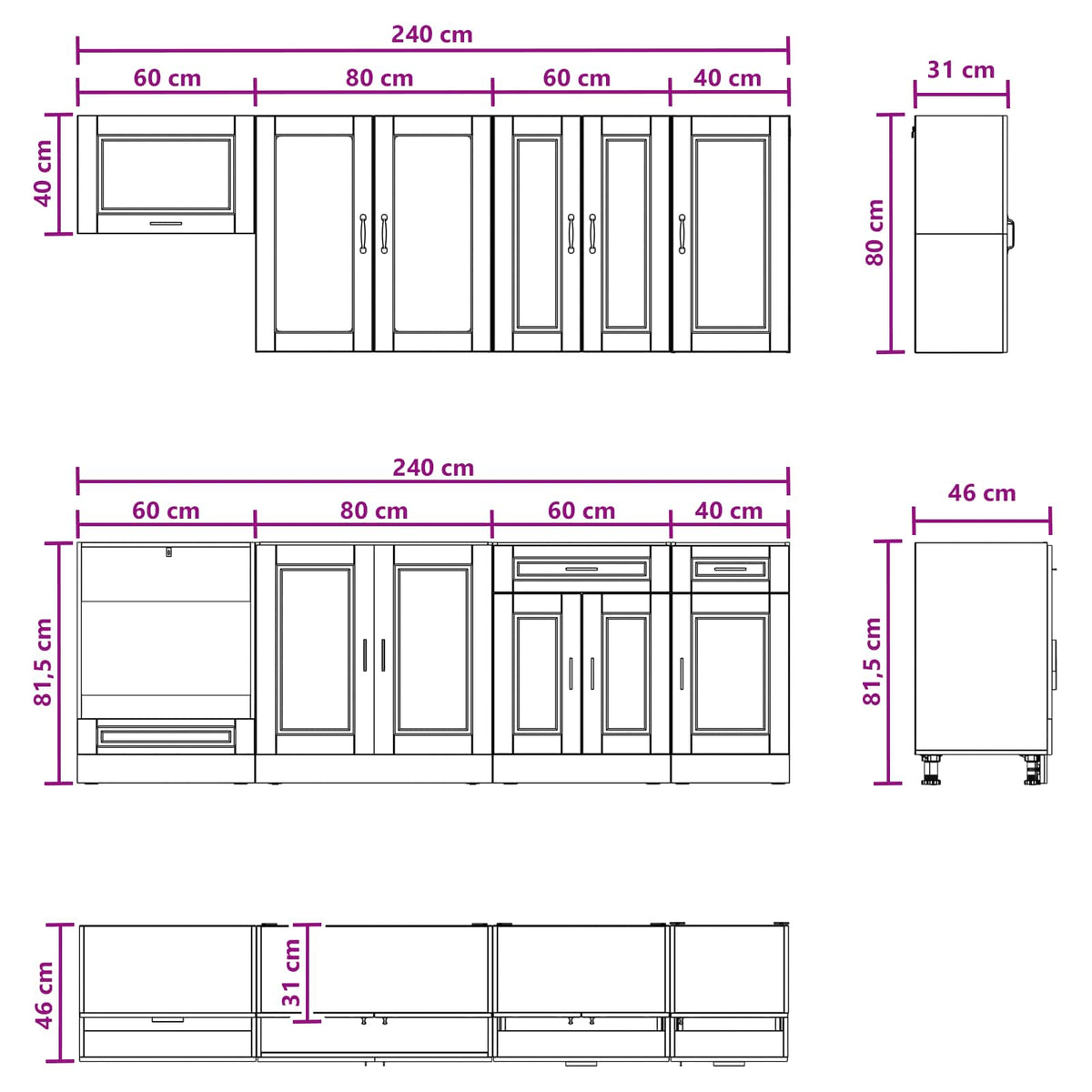 Kitchen Unit PORTO 8 pcs High Gloss White Engineered Wood