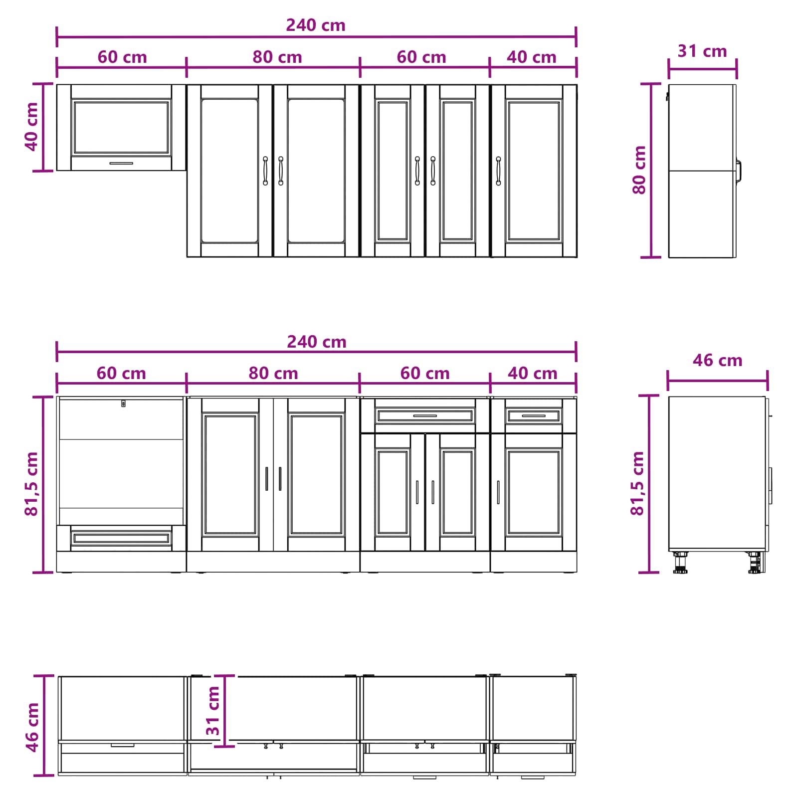Kitchen Unit PORTO 8 pcs High Gloss White Engineered Wood