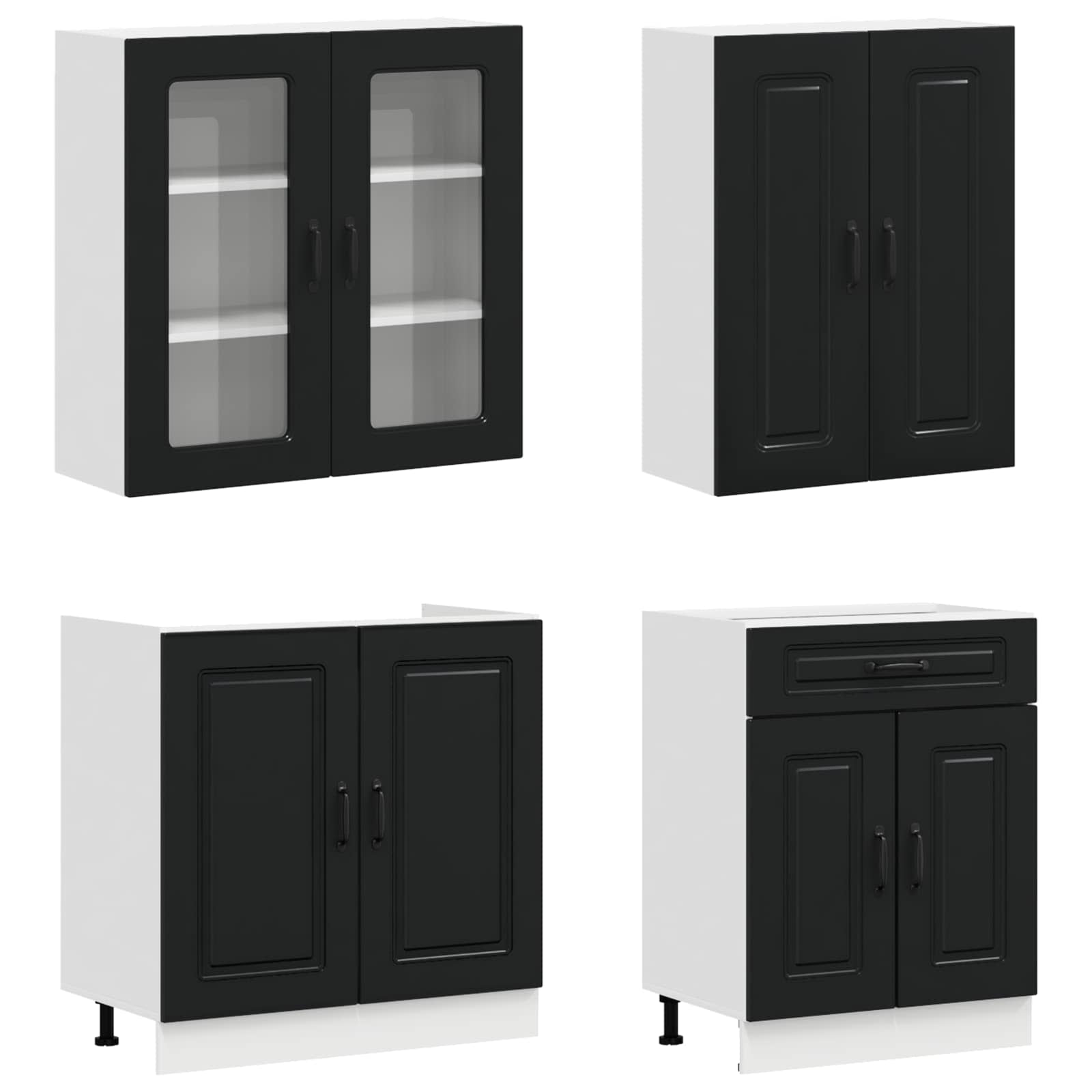Kitchen Unit KALMAR 8 pcs Black Engineered Wood