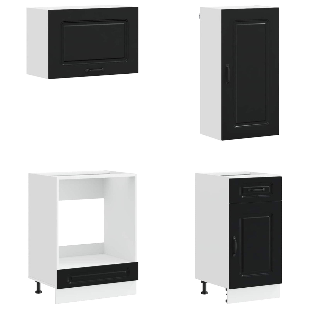 Kitchen Unit KALMAR 8 pcs Black Engineered Wood