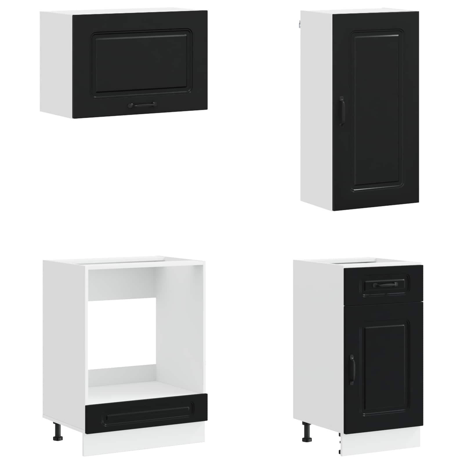 Kitchen Unit KALMAR 8 pcs Black Engineered Wood