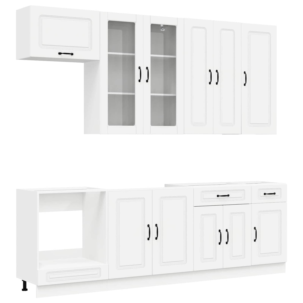 Cabinet Set with Drawer with Shelf 8 pcs White Engineered Wood