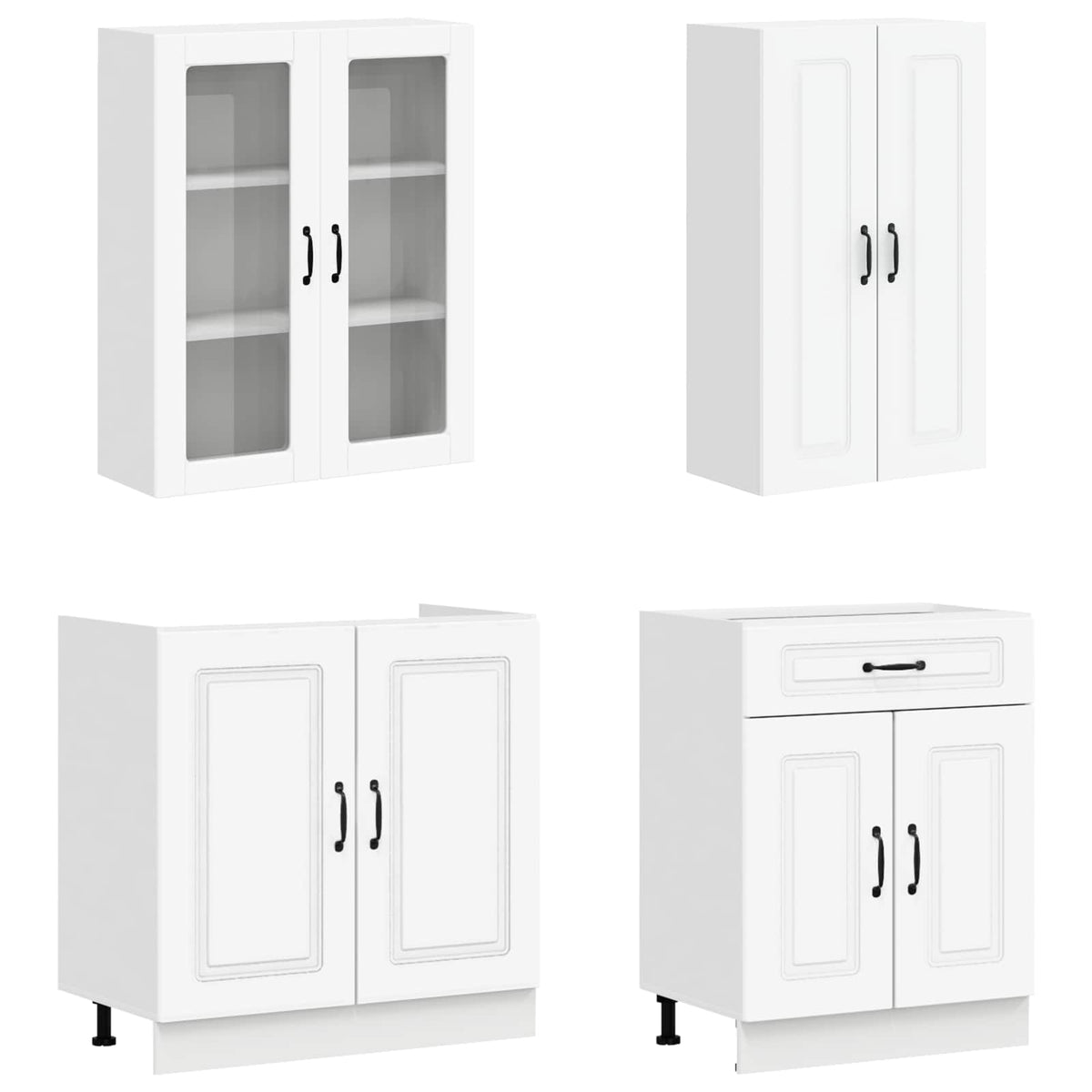 Cabinet Set with Drawer with Shelf 8 pcs White Engineered Wood