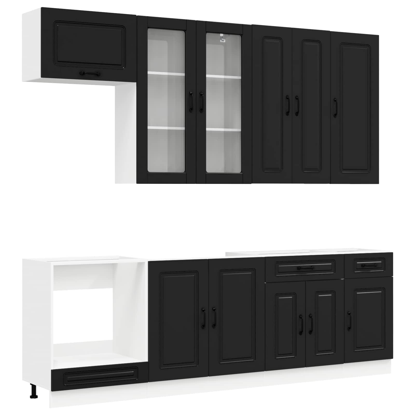 Kitchen Unit KALMAR 8 pcs Black Engineered Wood