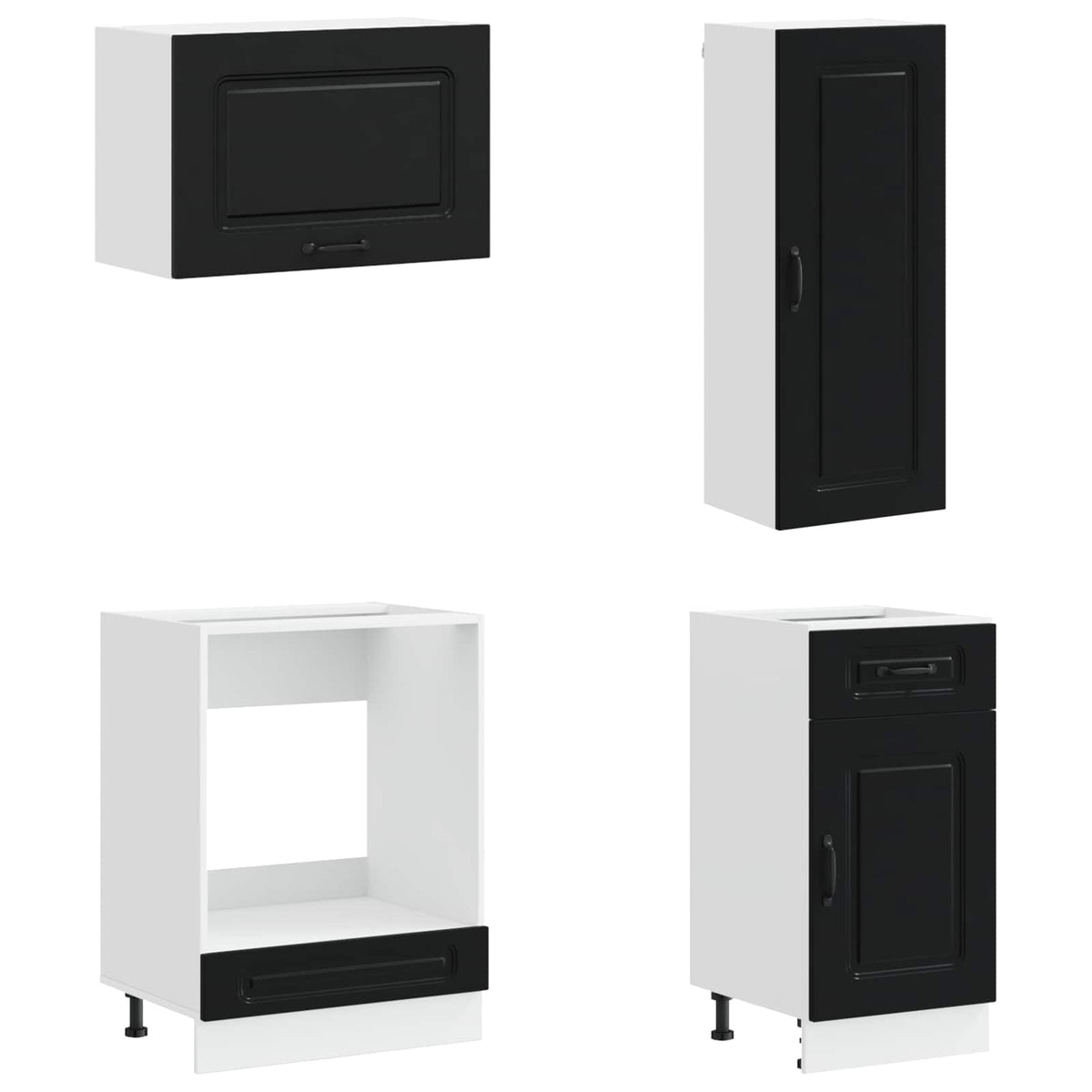 Kitchen Unit KALMAR 8 pcs Black Engineered Wood