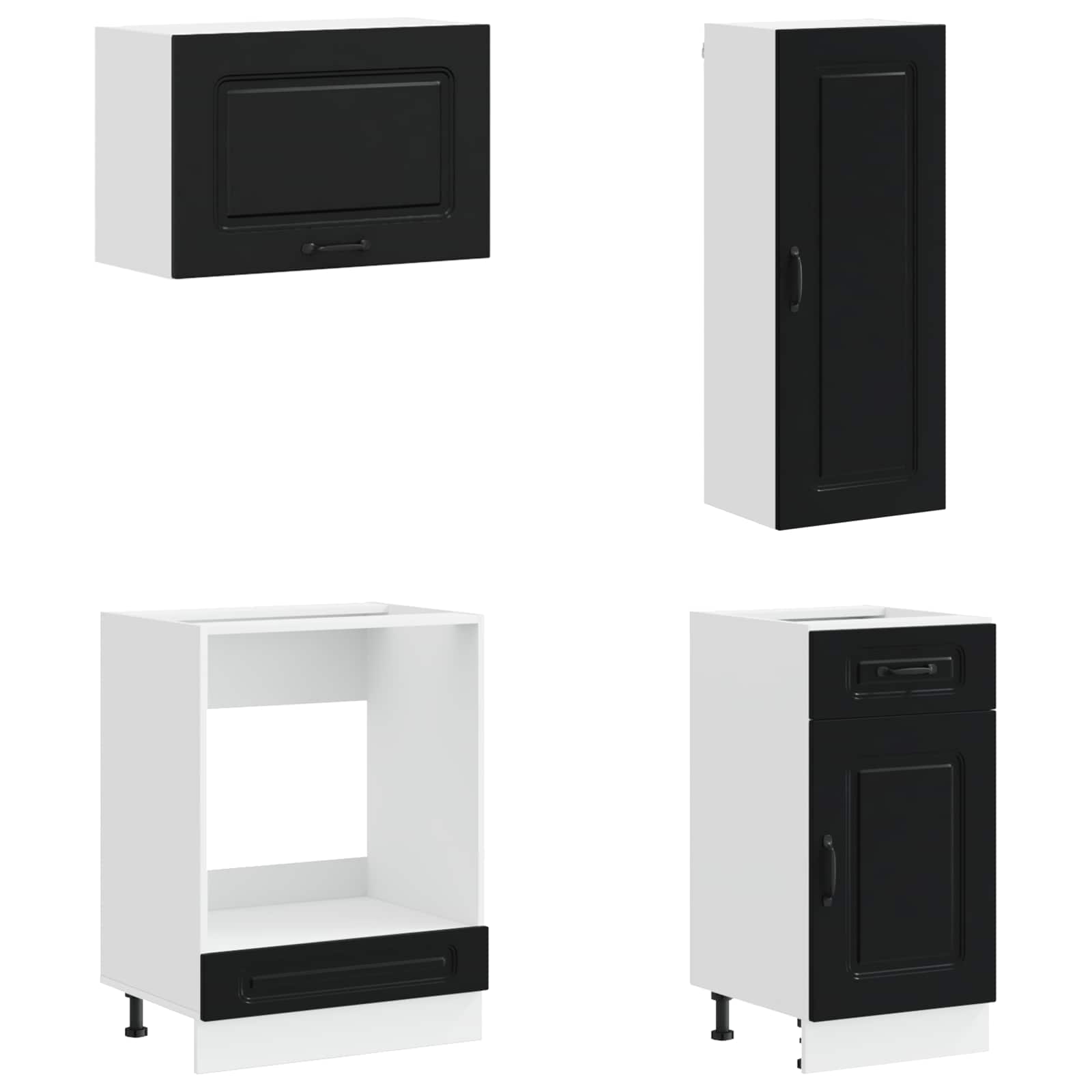 Kitchen Unit KALMAR 8 pcs Black Engineered Wood