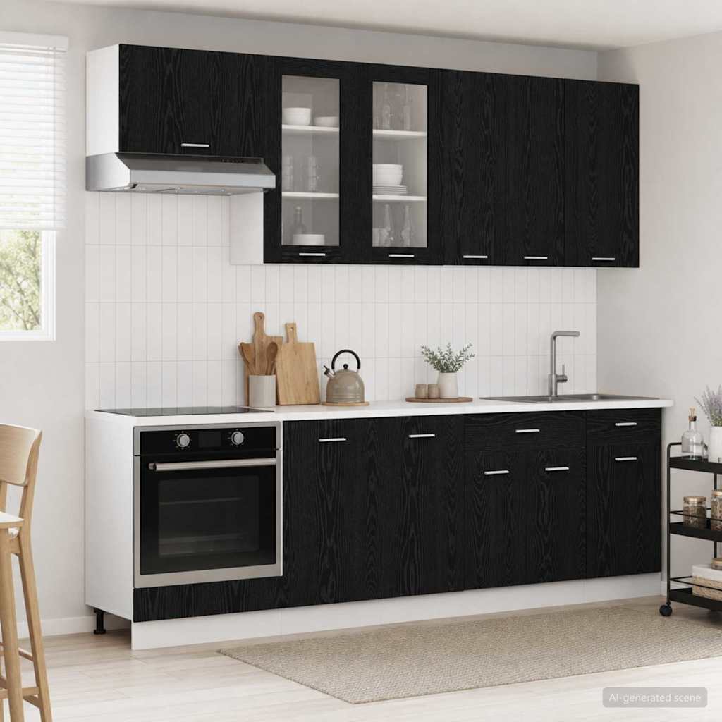 Kitchen Unit LYON 8 pcs Black Oak Engineered Wood