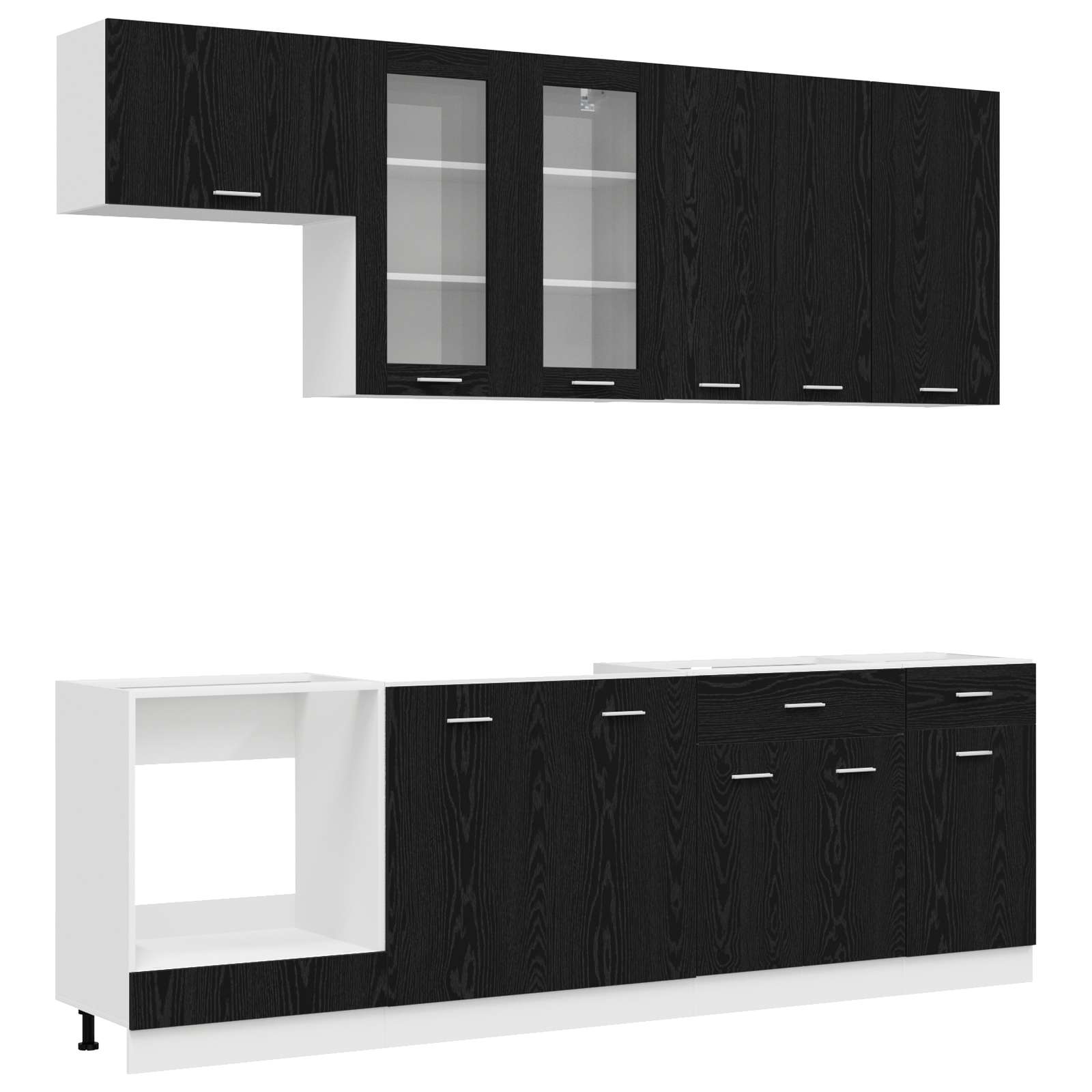 Kitchen Unit LYON 8 pcs Black Oak Engineered Wood