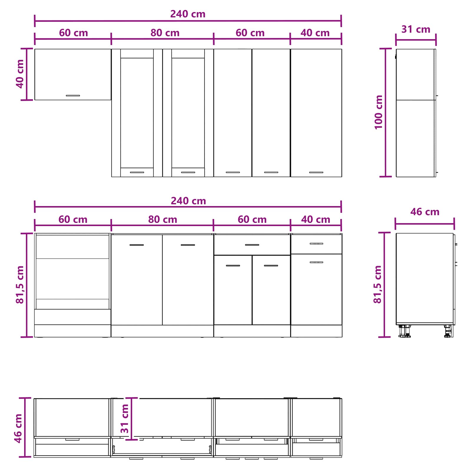 Kitchen Unit LYON 8 pcs White Engineered Wood