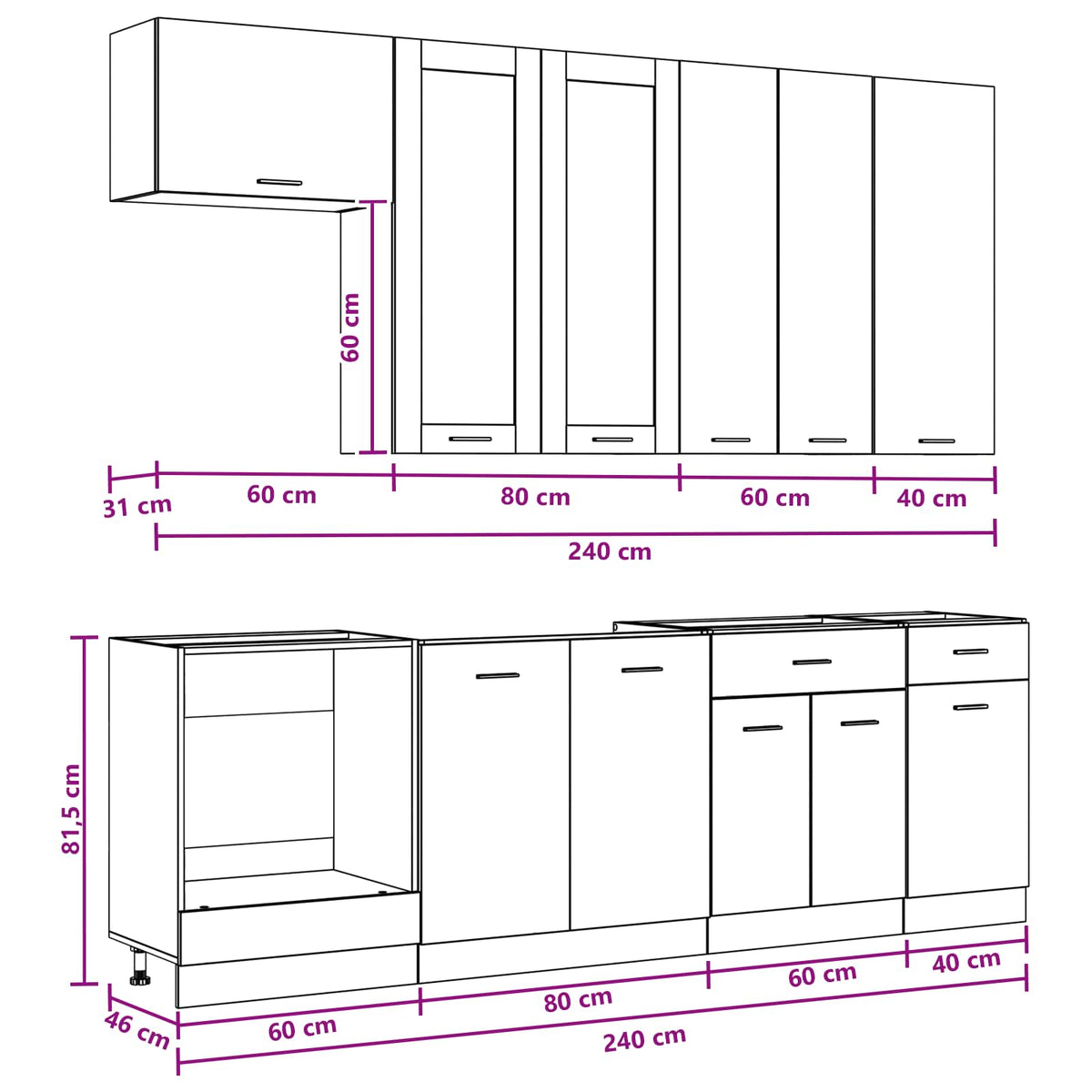 Kitchen Unit LYON 8 pcs White Engineered Wood