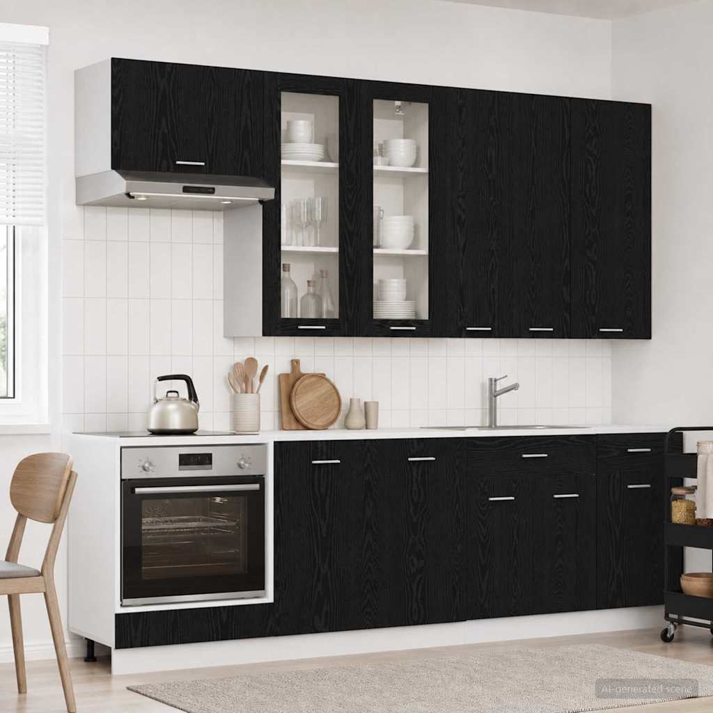 Kitchen Unit LYON 8 pcs Black Oak Engineered Wood