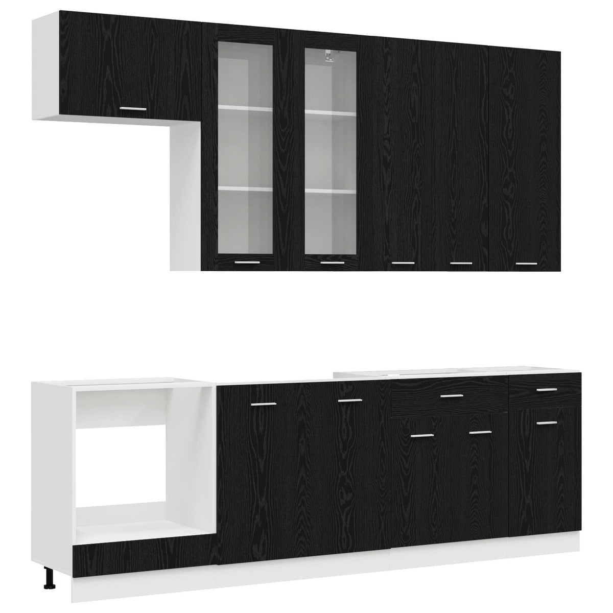 Kitchen Unit LYON 8 pcs Black Oak Engineered Wood