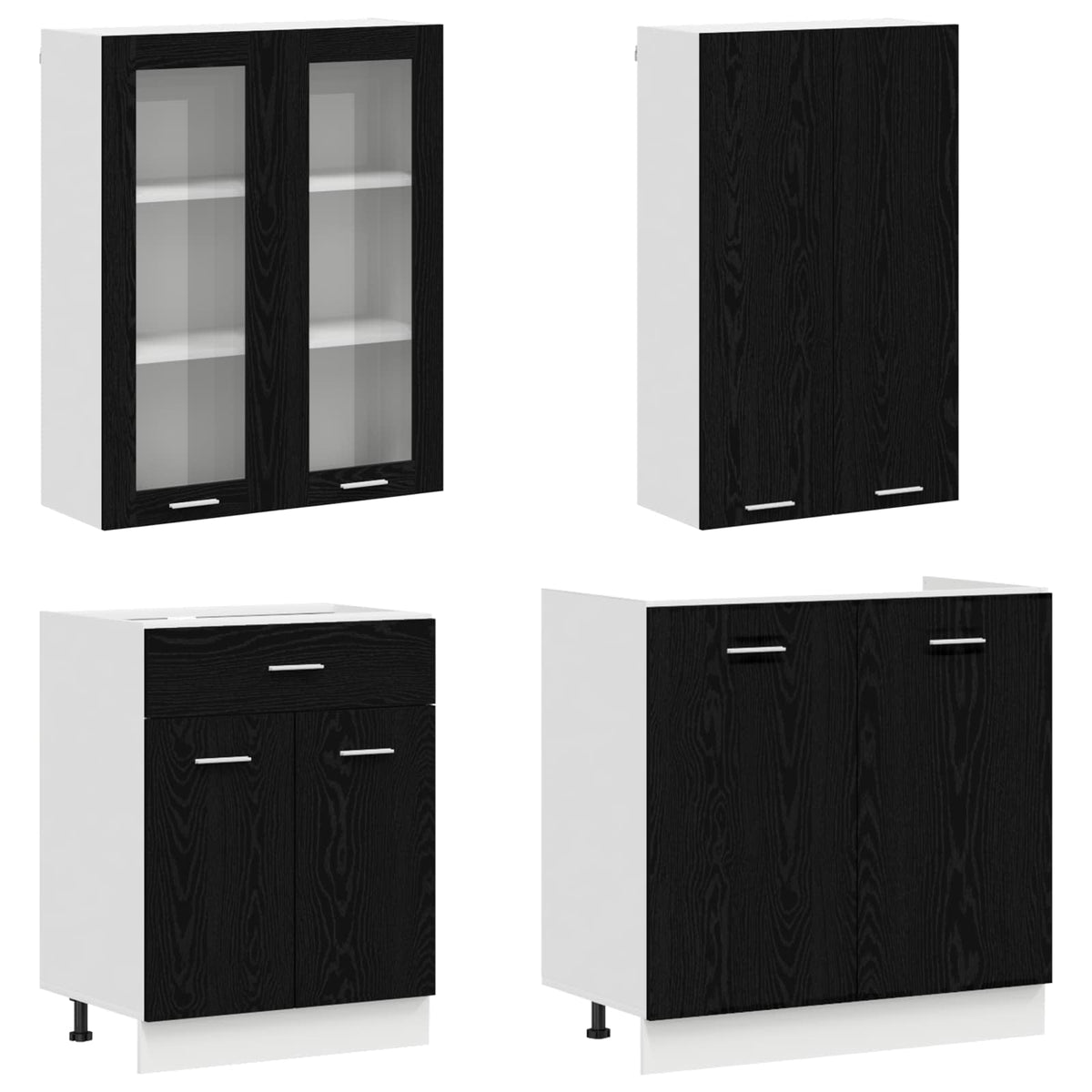 Kitchen Unit LYON 8 pcs Black Oak Engineered Wood
