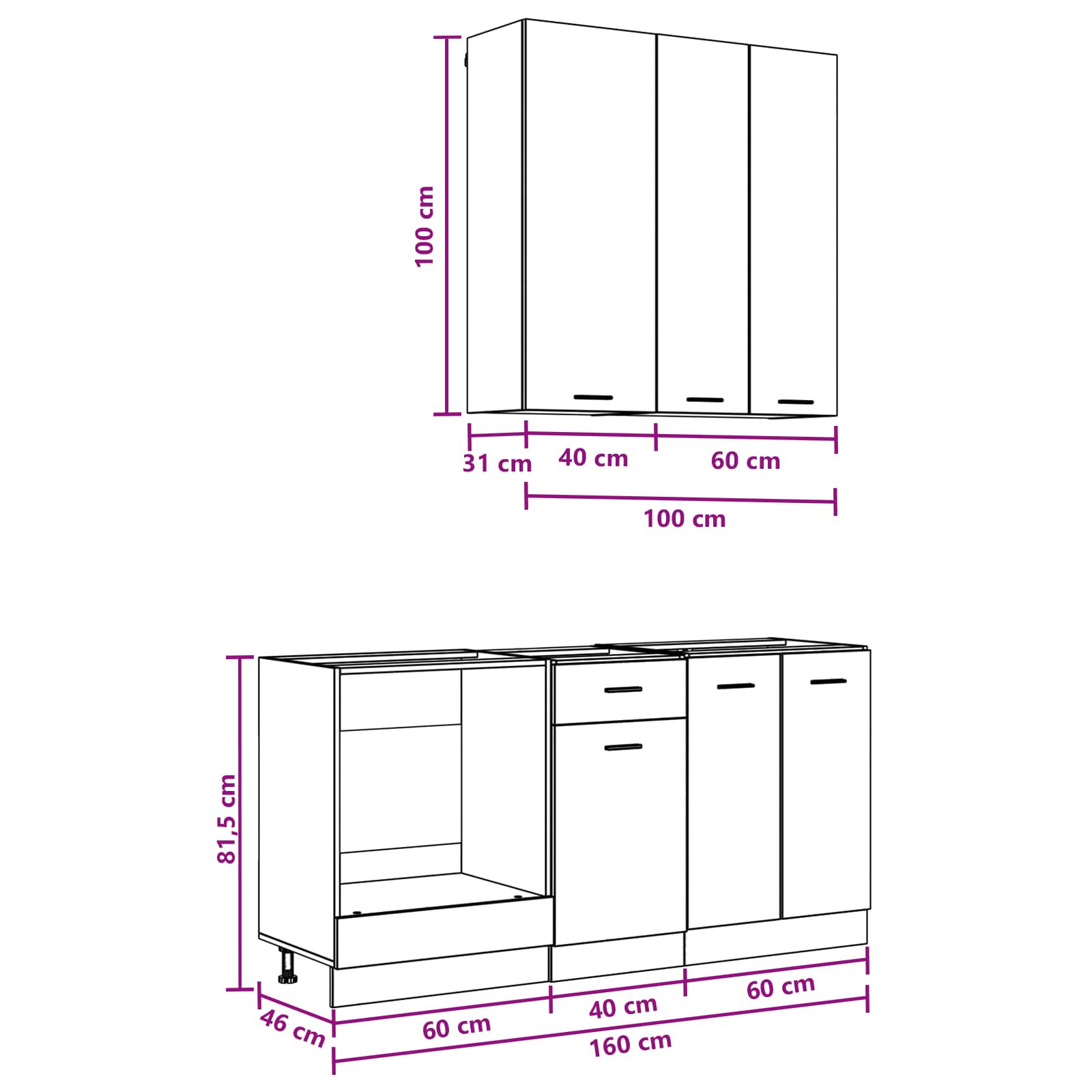 Kitchen Unit LYON 5 pcs White Engineered Wood