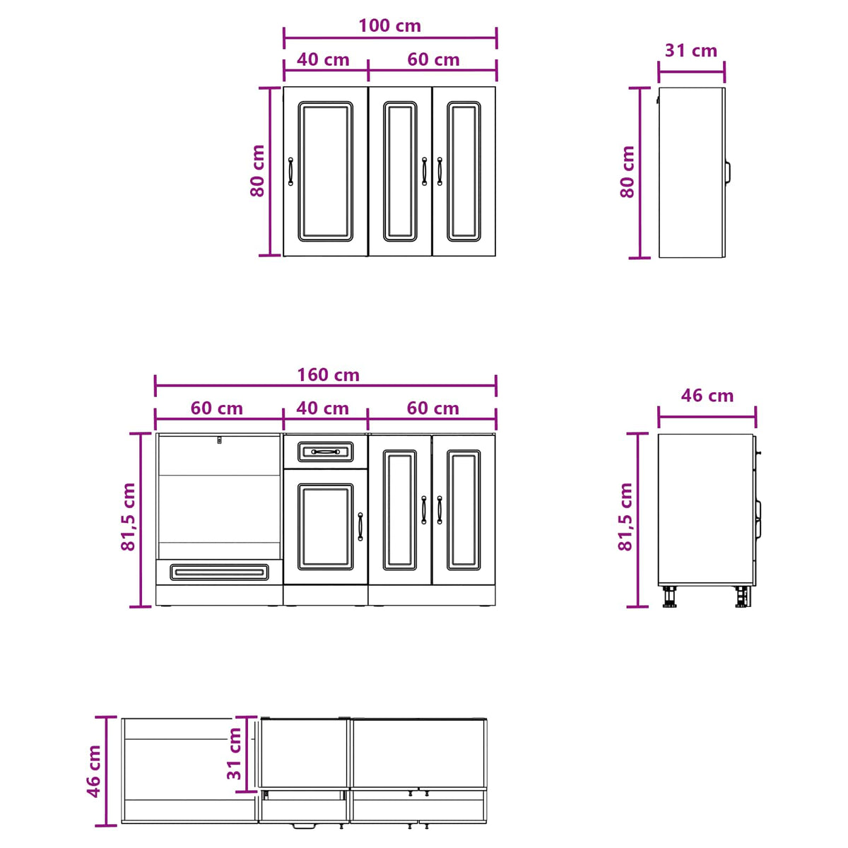 Kitchen Unit KALMAR 5 pcs White Engineered Wood