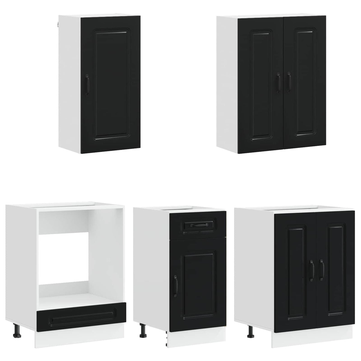 Kitchen Unit KALMAR 5 pcs Black Engineered Wood