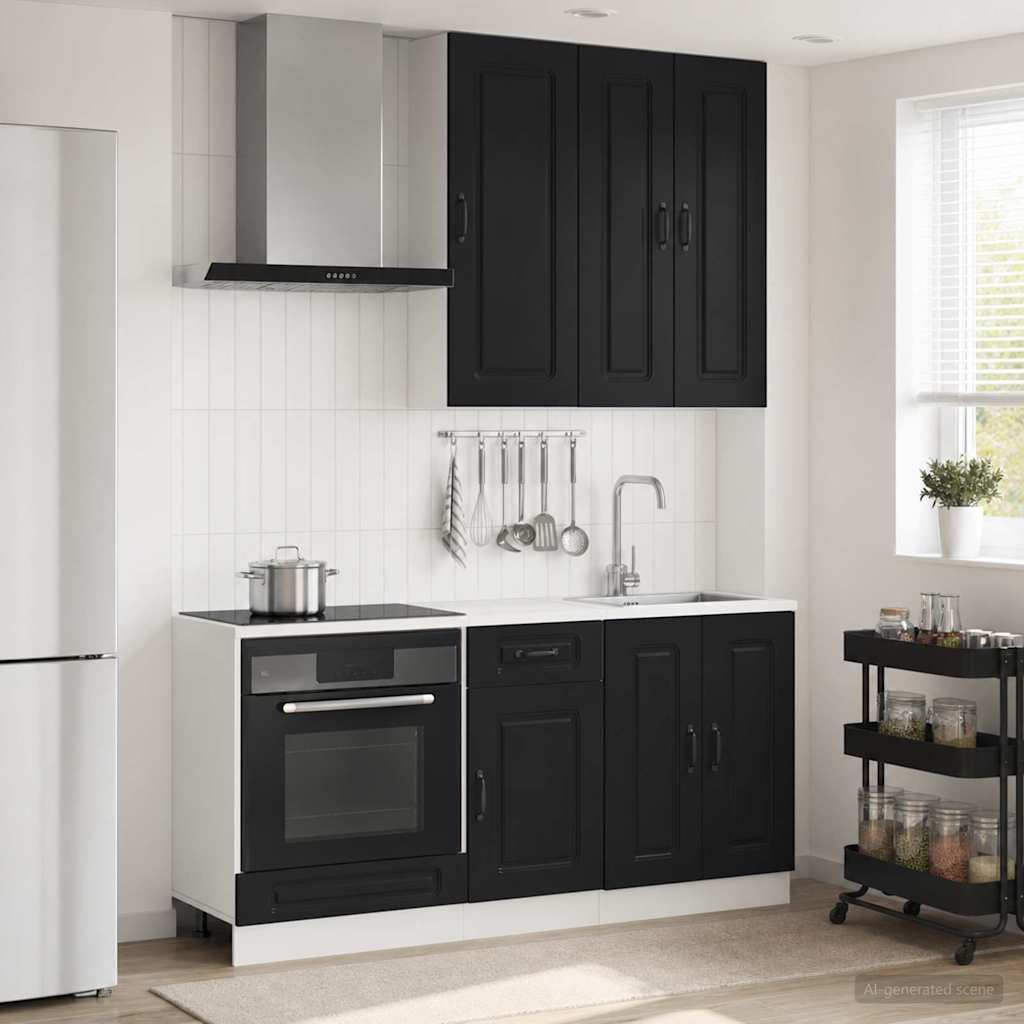 Kitchen Unit KALMAR 5 pcs Black Engineered Wood