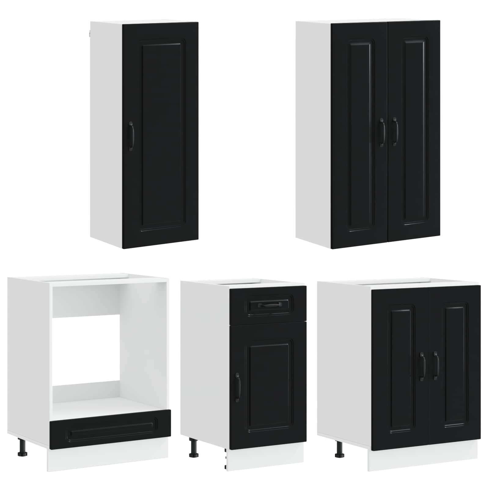 Kitchen Unit KALMAR 5 pcs Black Engineered Wood