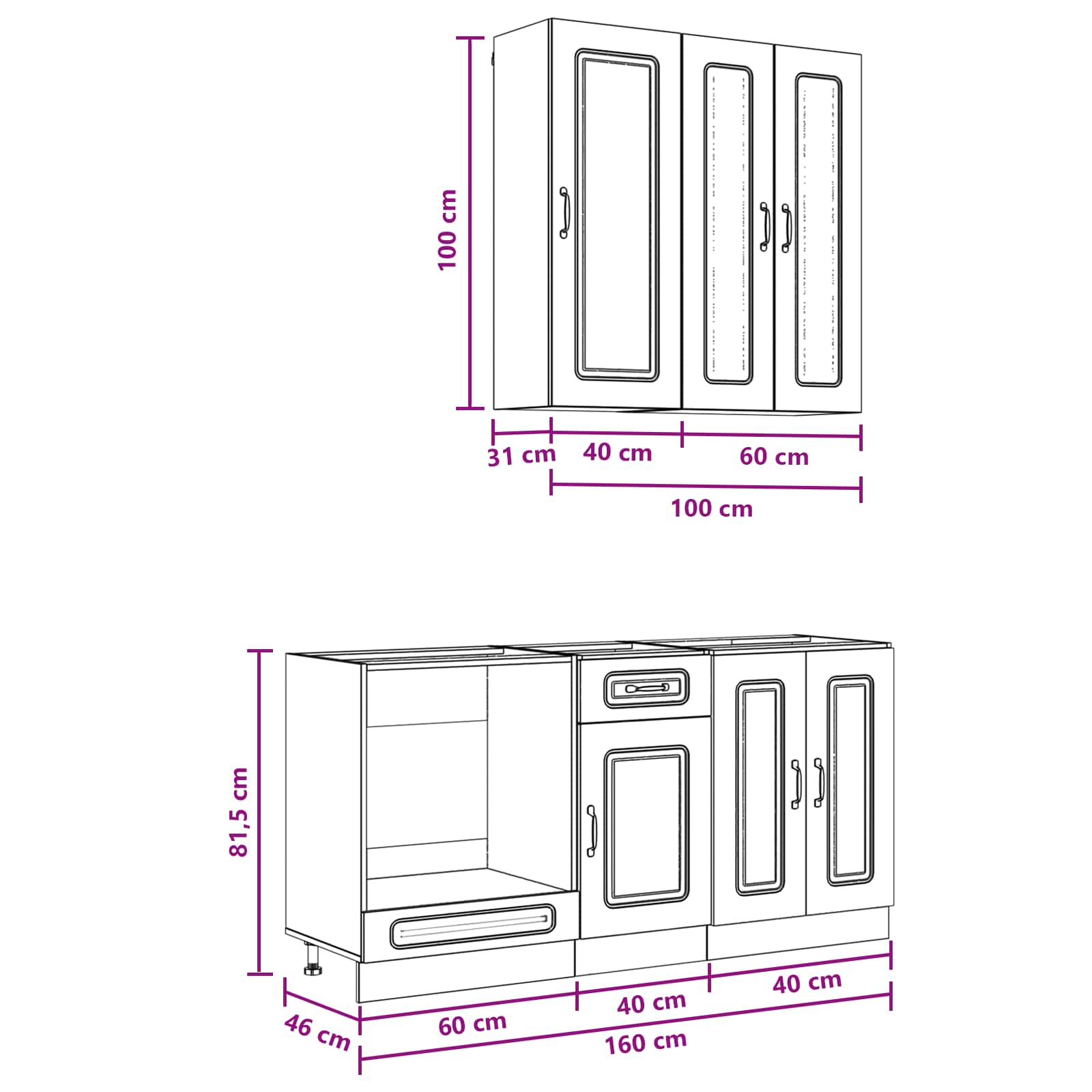 Kitchen Unit KALMAR 5 pcs Black Engineered Wood