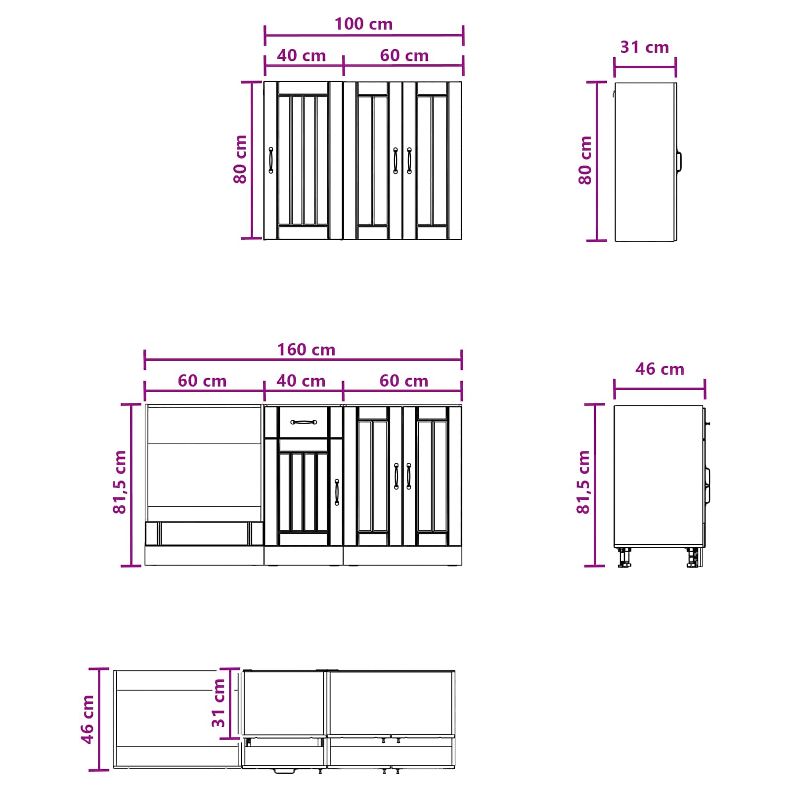 Kitchen Unit LUCCA 5 pcs White Engineered Wood