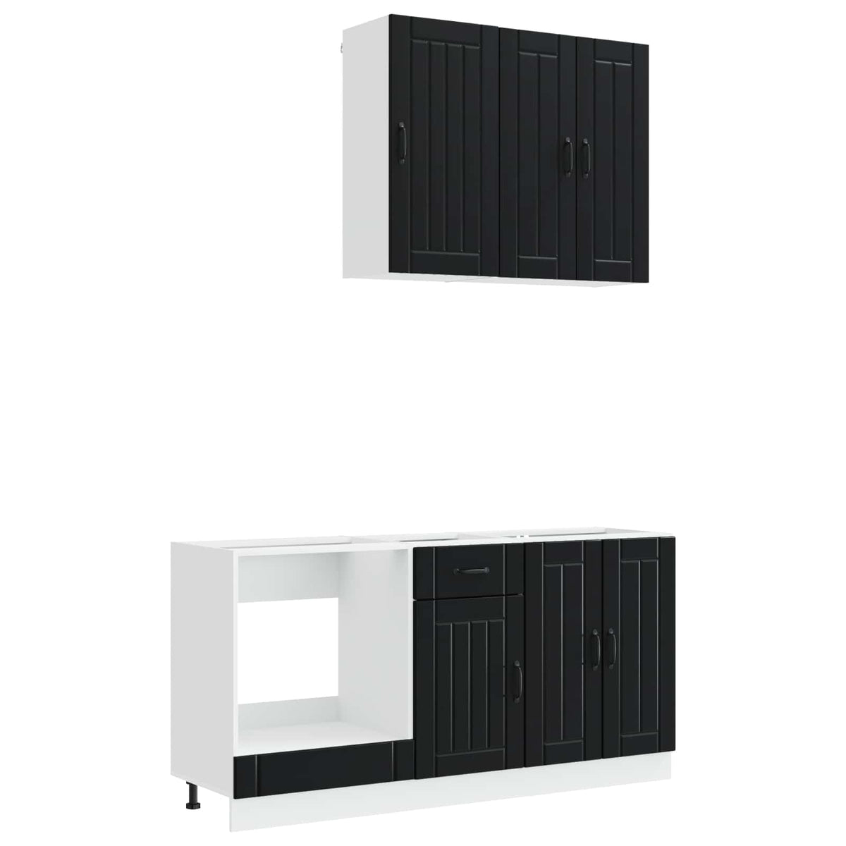 Kitchen Unit LUCCA 5 pcs Black Engineered Wood