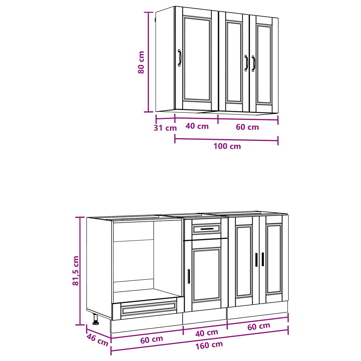 Kitchen Unit PORTO 5 pcs White Engineered Wood
